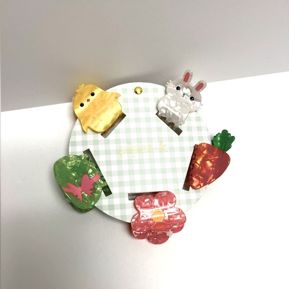 NWT 🐰🐣🌸🥕Piper K Easter Hair Claws Clips set of 5 - Picture 10 of 13